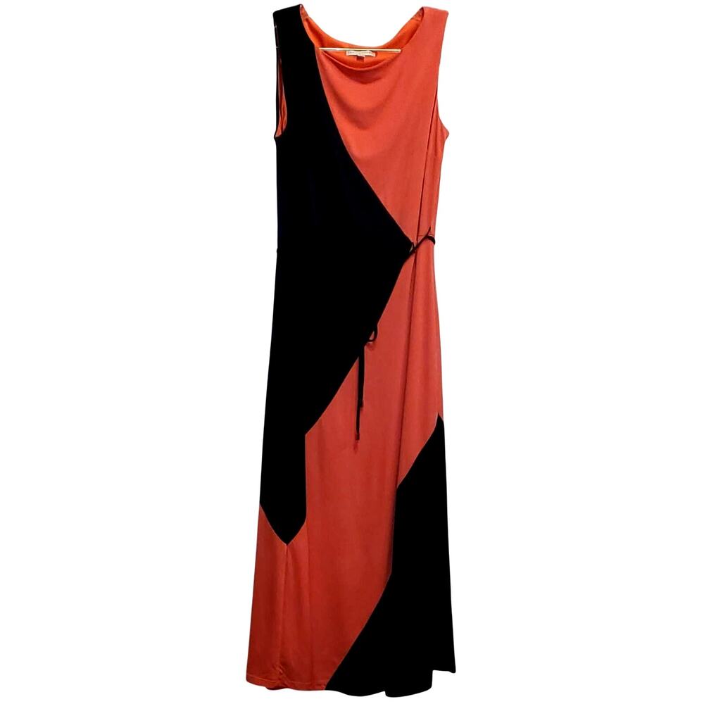 Sandra Darren Dress Salmon Pink / Royal Blue Maxi Size Small